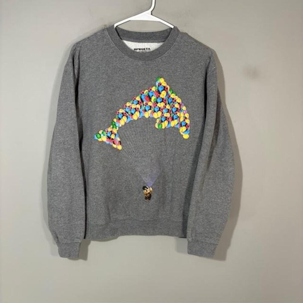 Odd Future Sweatshirt Mens Small Gray Dolphin Balloon Graphic Fleece Crewneck